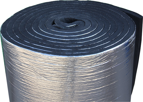 detail of rubber foam sheet with aluminium foil